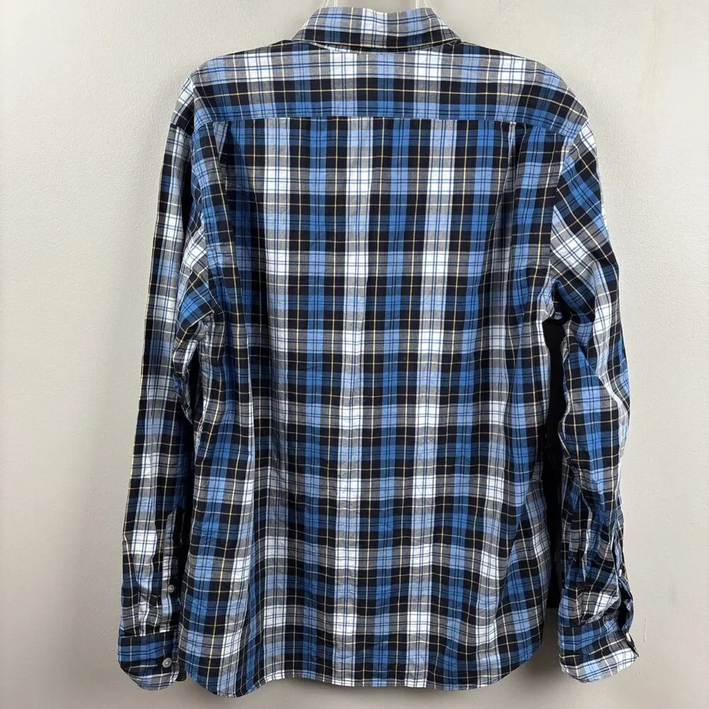 NWT J Crew Men's Large Blue Plaid Long Sleeve Button Shirt Slim B1050 Color BSW